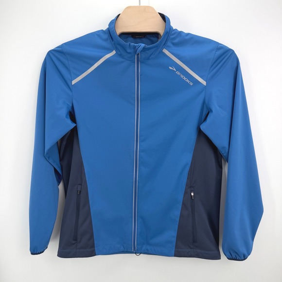 Brooks Other - Brooks Canopy Running Jacket Mens Large Blue Shelter Technology Reflective Zip